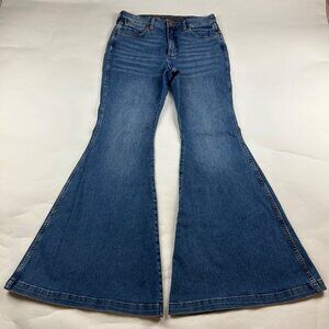 LONG Wrangler Blue Stretch Denim High Rise Extreme Flare Jeans 30